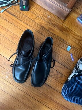 Men's Black wallabees Leather Lace-Up Casual Shoes